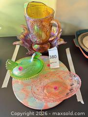 MaxSold Auction: Assorted Iridescent Carnival Glass Lot — Hen on Nest & Pitcher - Pasadena (California, USA) PARTNER MANAGED Estate Sale Online Auction - N. Pasadena Avenue
