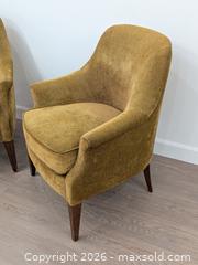 MaxSold Auction: Pair of Vintage Mid-Century Modern MCM Style Khaki Green Chenille or Velvet Armchairs / Accent Chairs - Cobourg (Ontario, Canada) SELLER MANAGED Downsizing Online Auction - Division