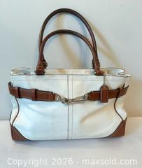 MaxSold Auction: Coach Medium Leather Tote Shoulder Bag White with Brown Trim - Toronto (Ontario, Canada) SELLER MANAGED Moving Online Auction - Herne Hill