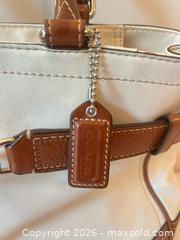 MaxSold Auction: Coach Medium Leather Tote Shoulder Bag White with Brown Trim - Toronto (Ontario, Canada) SELLER MANAGED Moving Online Auction - Herne Hill