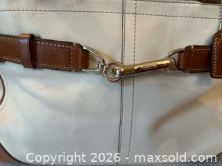 MaxSold Auction: Coach Medium Leather Tote Shoulder Bag White with Brown Trim - Toronto (Ontario, Canada) SELLER MANAGED Moving Online Auction - Herne Hill