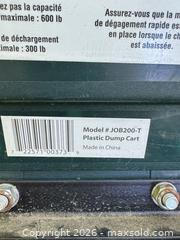 MaxSold Auction: JOB200-T Green Plastic Garden Dump Cart, 600 lb Capacity - Toronto (Ontario, Canada) SELLER MANAGED Moving Online Auction - Herne Hill
