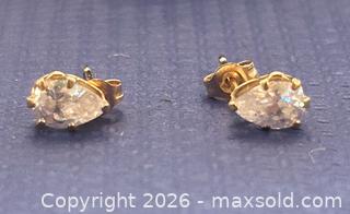 MaxSold Auction: Vintage Solid Gold Earrings with Clear Crystal Accents - Toronto (Ontario, Canada) SELLER MANAGED Moving Online Auction - Herne Hill