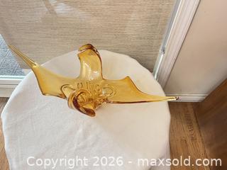 MaxSold Auction: Hand-Blown Amber/Gold Chalet (?) Art Glass Bowl  - Surrey (British Columbia, Canada) SELLER MANAGED Estate Sale Online Auction -  121 Street