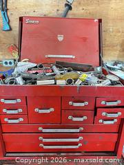 MaxSold Auction: Snap-on Red Steel Toolbox (the Upper part) with Assorted Socket & Tool Set - Surrey (British Columbia, Canada) SELLER MANAGED Estate Sale Online Auction -  121 Street