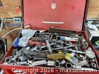 MaxSold Auction: Snap-on Red Steel Toolbox (the Upper part) with Assorted Socket & Tool Set - Surrey (British Columbia, Canada) SELLER MANAGED Estate Sale Online Auction -  121 Street