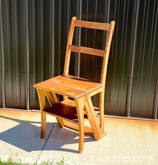 MaxSold Auction: Antique Maple Metamorphic Library Chair - Hamilton (Ontario, Canada) SELLER MANAGED Estate Sale Online Auction - Gertrude Street