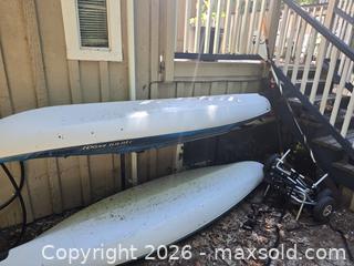 MaxSold Auction: Pair of 10–12 ft Rotomolded Kayaks, White/Blue - Saanich (British Columbia, Canada) SELLER MANAGED Moving Online Auction - Lochside Drive