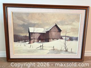 MaxSold Auction: Jim Birnie Original Acrylic Barn Landscape in wood frame.   - Kawartha Lakes (Ontario, Canada) SELLER MANAGED Downsizing Online Auction - Albert Street South (CONDO)