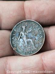 MaxSold Auction: 1936 Half Peny of England old Copper Coin  - South Frontenac (Ontario, Canada) SELLER MANAGED Downsizing Online Auction - Battersea Road