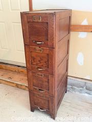 MaxSold Auction: Antique 4 drawer Wooden Oak Filing Cabinet  - South Dundas (Ontario, Canada) SELLER MANAGED Estate Sale Online Auction - Main Street