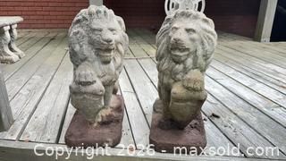 MaxSold Auction: Pair of Concrete Lions lot 110 - South Dundas (Ontario, Canada) SELLER MANAGED Estate Sale Online Auction - Main Street