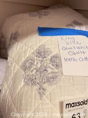 MaxSold Auction: King Size Blue & White 100% Cotton Quilt - Eldersburg (Maryland, USA) PARTNER MANAGED Moving Online Auction - Streaker Road