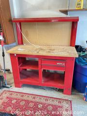 MaxSold Auction: Waterloo Red Steel Workbench with Wood Top & Pegboard - Eldersburg (Maryland, USA) PARTNER MANAGED Moving Online Auction - Streaker Road