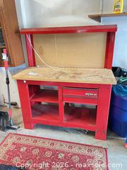 MaxSold Auction: Waterloo Red Steel Workbench with Wood Top & Pegboard - Eldersburg (Maryland, USA) PARTNER MANAGED Moving Online Auction - Streaker Road