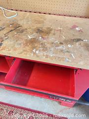 MaxSold Auction: Waterloo Red Steel Workbench with Wood Top & Pegboard - Eldersburg (Maryland, USA) PARTNER MANAGED Moving Online Auction - Streaker Road