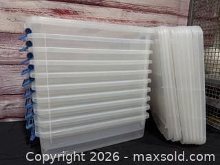 MaxSold Auction: 10 Sterilite 25 Quart Stackable Plastic Storage Bins with Latching Lids - Hatboro (Pennsylvania, USA) PARTNER MANAGED Estate Sale Online Auction -  Jacksonville Road