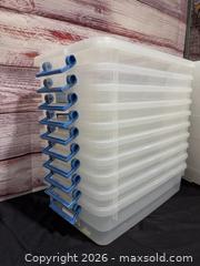 MaxSold Auction: 10 Sterilite 25 Quart Stackable Plastic Storage Bins with Latching Lids - Hatboro (Pennsylvania, USA) PARTNER MANAGED Estate Sale Online Auction -  Jacksonville Road