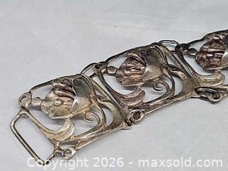 MaxSold Auction: Art Nouveau Floral Sterling Silver Bracelet - Hatboro (Pennsylvania, USA) PARTNER MANAGED Estate Sale Online Auction -  Jacksonville Road