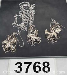 MaxSold Auction: Sterling Silver & Gold Eagle Necklace, Pendant and Fish Hook Earrings  - Hatboro (Pennsylvania, USA) PARTNER MANAGED Estate Sale Online Auction -  Jacksonville Road