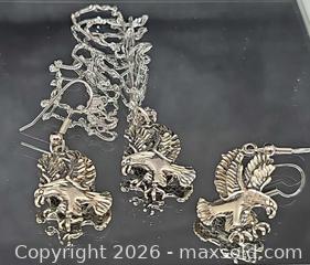 MaxSold Auction: Sterling Silver & Gold Eagle Necklace, Pendant and Fish Hook Earrings  - Hatboro (Pennsylvania, USA) PARTNER MANAGED Estate Sale Online Auction -  Jacksonville Road