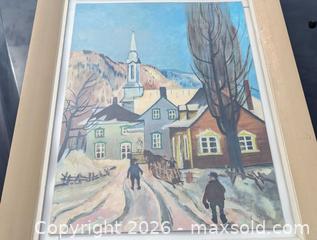 MaxSold Auction: 1970 "Village Scene In Quebec" Folk Art Oil Painting On Canvas Artist Signed Pauline A Reinbolt - Toronto (Ontario, Canada) PARTNER MANAGED Reseller Online Auction - Railside Road