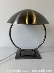 MaxSold Auction: Modernist Brushed Silver Metal Flying Saucer Style Table Lamp Working - Toronto (Ontario, Canada) PARTNER MANAGED Reseller Online Auction - Railside Road