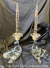 MaxSold Auction: Pair Art Deco Era Martinsville American Art Glass Figural Sea Lion Candlestick Holders - Toronto (Ontario, Canada) PARTNER MANAGED Reseller Online Auction - Railside Road