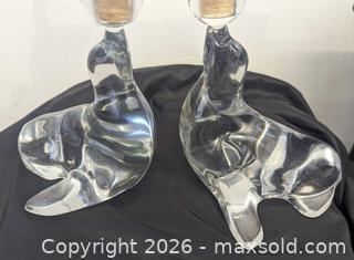 MaxSold Auction: Pair Art Deco Era Martinsville American Art Glass Figural Sea Lion Candlestick Holders - Toronto (Ontario, Canada) PARTNER MANAGED Reseller Online Auction - Railside Road