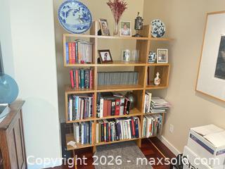 MaxSold Auction: Solid Wood Open Cubby Bookcase, Natural Light Finish - San Francisco (California, USA) PARTNER MANAGED Downsizing Online Auction - Moraga Street (CONDO)