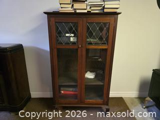 MaxSold Auction: Antique Arts & Crafts Mission Wood & Glass 2-Door Cabinet - Ottawa (Ontario, Canada) SELLER MANAGED Moving Online Auction - Deerwood Drive