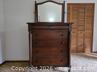 MaxSold Auction: Antique Solid Wood Mahogany Dresser with Attached Mirror - Ottawa (Ontario, Canada) SELLER MANAGED Moving Online Auction - Deerwood Drive