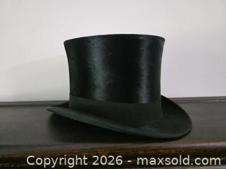 MaxSold Auction: Christys' London Top Hat, Size 7 1/4 with Original Hat Box - Ottawa (Ontario, Canada) SELLER MANAGED Moving Online Auction - Deerwood Drive