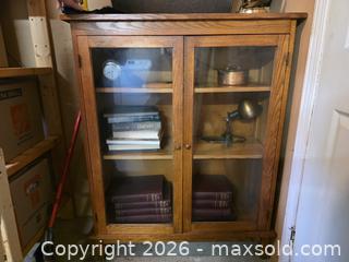 MaxSold Auction: Oak Mission-Style Solid Wood Display Cabinet with Glass Doors - Ottawa (Ontario, Canada) SELLER MANAGED Moving Online Auction - Deerwood Drive
