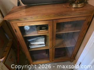 MaxSold Auction: Oak Mission-Style Solid Wood Display Cabinet with Glass Doors - Ottawa (Ontario, Canada) SELLER MANAGED Moving Online Auction - Deerwood Drive