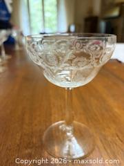 MaxSold Auction: Set of 10 Vintage Tiffin Crystal "June Night" Champagne Coupes - Tall Sherbet Glasses - Ottawa (Ontario, Canada) SELLER MANAGED Moving Online Auction - Deerwood Drive