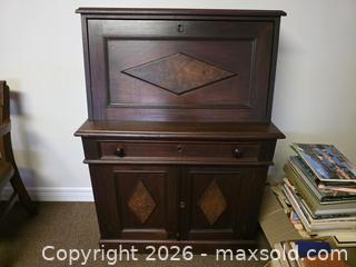 MaxSold Auction: Victorian-Style Dark Brown Veneer Secretary Desk - Ottawa (Ontario, Canada) SELLER MANAGED Moving Online Auction - Deerwood Drive