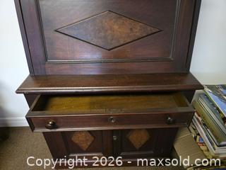 MaxSold Auction: Victorian-Style Dark Brown Veneer Secretary Desk - Ottawa (Ontario, Canada) SELLER MANAGED Moving Online Auction - Deerwood Drive