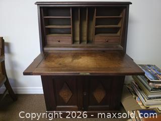 MaxSold Auction: Victorian-Style Dark Brown Veneer Secretary Desk - Ottawa (Ontario, Canada) SELLER MANAGED Moving Online Auction - Deerwood Drive