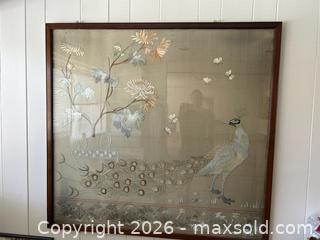 MaxSold Auction: Large Vintage Chinoiserie Embroidered Silk Panel Art - Framed Peacock - Metro Vancouver A (British Columbia, Canada) UBC Endowment Lands SELLER MANAGED Estate Sale Online Auction - Wesbrook Crescent
