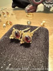 MaxSold Auction: 14k/18k Gold Garnet French Hook Earrings - Victorian Style - Framingham (Massachusetts, USA) PARTNER MANAGED Downsizing Online Auction - Lanewood Avenue