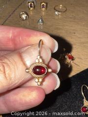 MaxSold Auction: 14k/18k Gold Garnet French Hook Earrings - Victorian Style - Framingham (Massachusetts, USA) PARTNER MANAGED Downsizing Online Auction - Lanewood Avenue