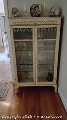 MaxSold Auction: Vintage French Provincial Tall Cream China Cabinet with Glass - Framingham (Massachusetts, USA) PARTNER MANAGED Downsizing Online Auction - Lanewood Avenue
