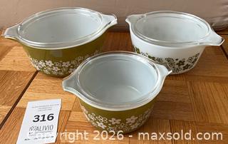 MaxSold Auction: vintage Pyrex casserole dish in the Spring Blossom pattern  - Ottawa (Ontario, Canada) PARTNER MANAGED Downsizing Online Auction - Gladwin Crescent (STORAGE)