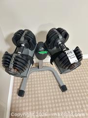 MaxSold Auction: Nautilus Adjustable Dumbbells 5–50+ lbs with Stand D - Newmarket (Ontario, Canada) Downsizing Online Auction - Alex Doner Drive