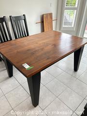 MaxSold Auction: Solid Wood Farmhouse Dining Table with 2 Extension Leaves D - Newmarket (Ontario, Canada) Downsizing Online Auction - Alex Doner Drive
