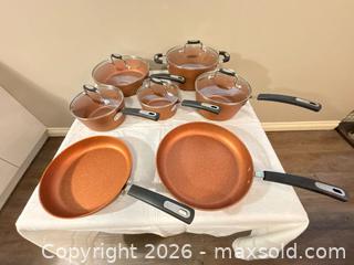 MaxSold Auction: 12 -Piece Copper/Orange Non-Stick Cookware Set - Central Saanich (British Columbia, Canada) PARTNER MANAGED Moving Online Auction - Butler Crescent