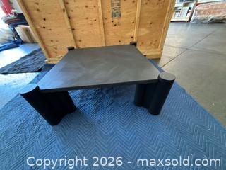 MaxSold Auction: Black Square Modern Coffee Table with Cylindrical Legs - Central Saanich (British Columbia, Canada) PARTNER MANAGED Moving Online Auction - Butler Crescent