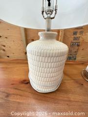 MaxSold Auction: Pair of White Ceramic Table Lamps with Drum Shades - Central Saanich (British Columbia, Canada) PARTNER MANAGED Moving Online Auction - Butler Crescent
