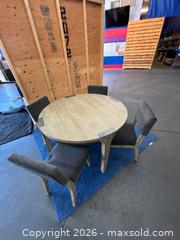 MaxSold Auction: Round Wood Dining Table with 4 Upholstered Chairs - Central Saanich (British Columbia, Canada) PARTNER MANAGED Moving Online Auction - Butler Crescent